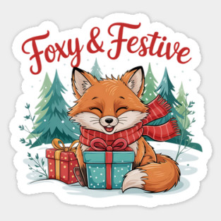 Foxy and Festive Christmas Fox Snow Wildlife Design Sticker
