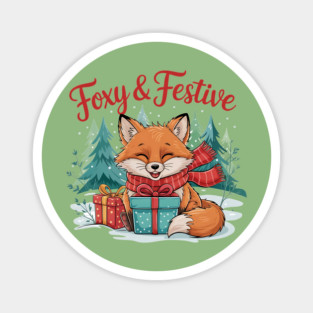Foxy and Festive Christmas Fox Snow Wildlife Design Magnet