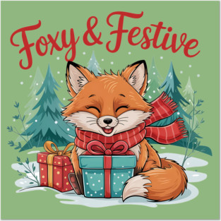 Foxy and Festive Christmas Fox Snow Wildlife Design Posters and Art