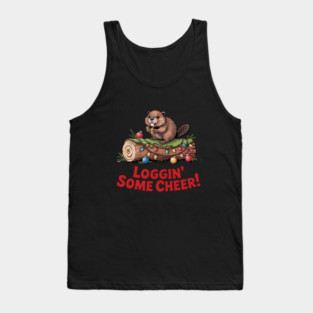 Loggin Some Cheer Christmas Beaver Animal Lover Design Tank Top