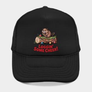 Loggin Some Cheer Christmas Beaver Animal Lover Design Hat