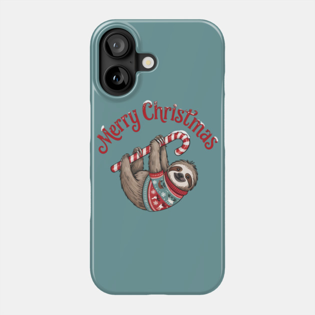 Merry Christmas Sweater Sloth Animal Celebration Design Phone Case by BirdsnStuff