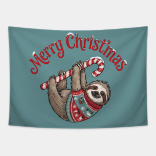 Merry Christmas Sweater Sloth Animal Celebration Design Tapestry