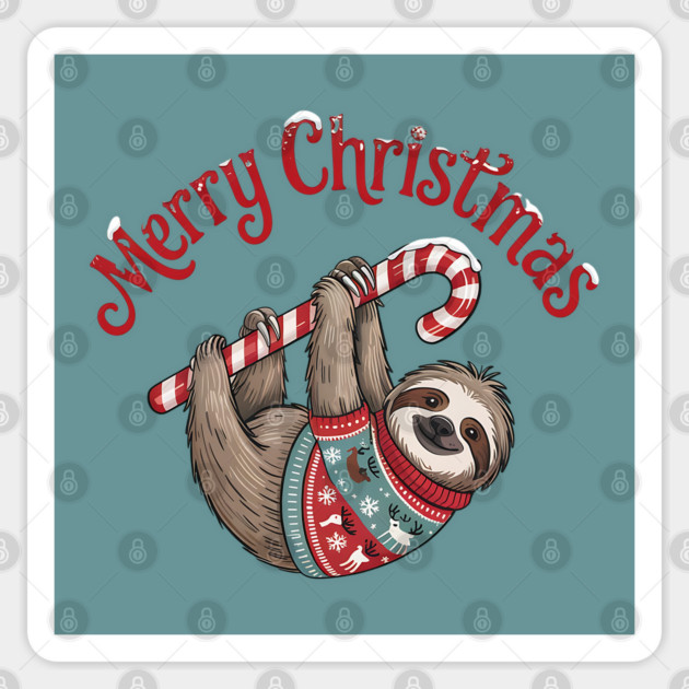 Merry Christmas Sweater Sloth Animal Celebration Design Sticker by BirdsnStuff