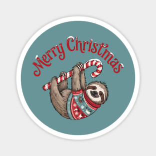 Merry Christmas Sweater Sloth Animal Celebration Design Magnet