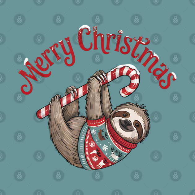 Merry Christmas Sweater Sloth Animal Celebration Design by BirdsnStuff