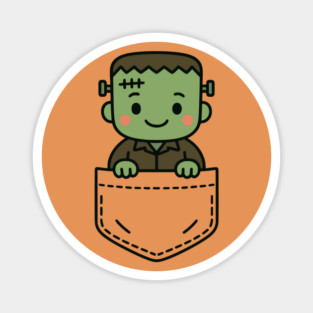 Funny Green Monster Pocket Pal Cute Halloween Creature Magnet