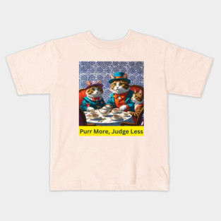 Purr More, Judge Less – Indigo Hmong Cat Wisdom Kids T-Shirt