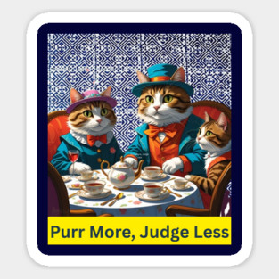Purr More, Judge Less – Indigo Hmong Cat Wisdom Magnet
