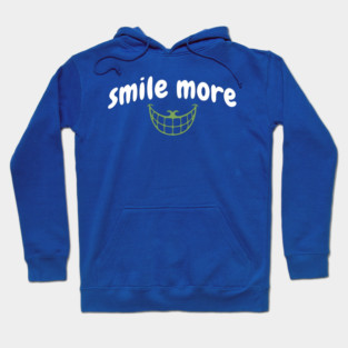 Smile More Cheshire Grin – Whimsical Smile Face with Creepy Grin, White Text Green Smile Hoodie