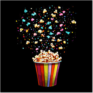 Colorful Popcorn with Confetti - Cinema Posters and Art