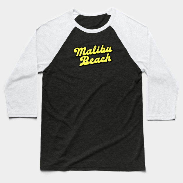 Malibu Beach 1978 Baseball T-Shirt by The Daily Ghost