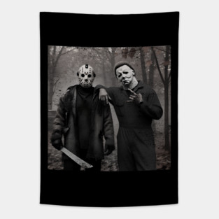 Jason Voorhes Michael Myers Shirt Funny Halloween Horror Movie Characters M4536 Tapestry