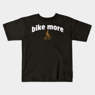 Bike More – Embroidered Penny Farthing Rider Design Kids T-Shirt