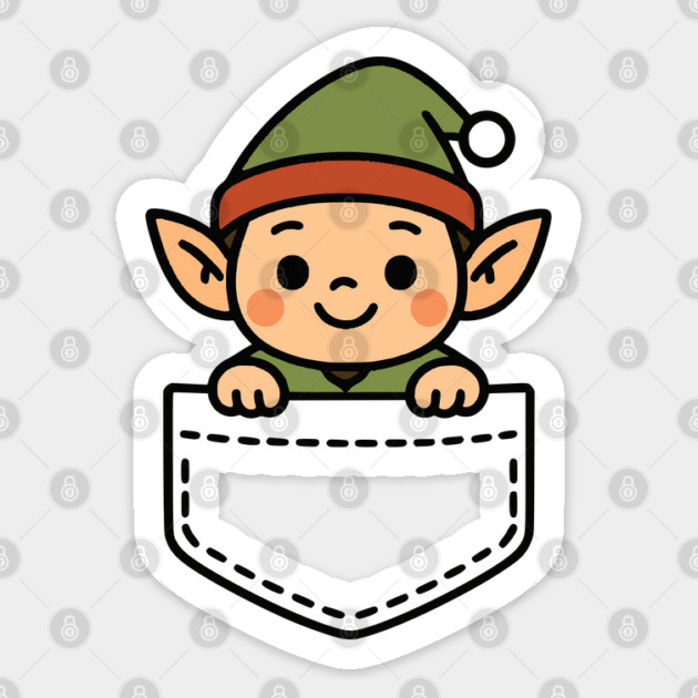 Funny Christmas Elf Pocket Pal Santa's Elves Cute Holiday Sticker by Yesteeyear