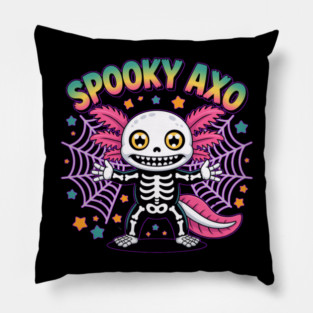 Spooky Axolotl Skeleton Costume Art Pillow