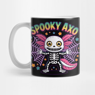 Spooky Axolotl Skeleton Costume Art Mug