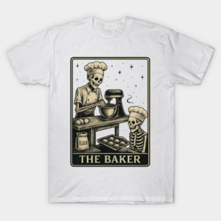 Skeleton-Baker-Vintage-Tarot-Card-Baking-Art T-Shirt