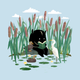 A Quiet Lake Spot – Whimsical Animal & Nature Art Print T-Shirt
