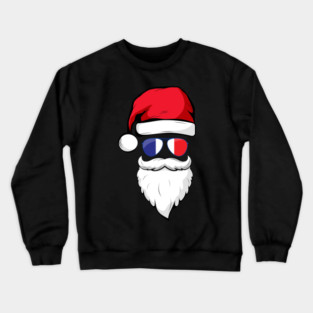 French Santa with France flag sunglasses Funny Santa humor Crewneck Sweatshirt