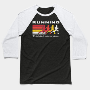 Running - 80s Vintage Style Parody Design Baseball T-Shirt