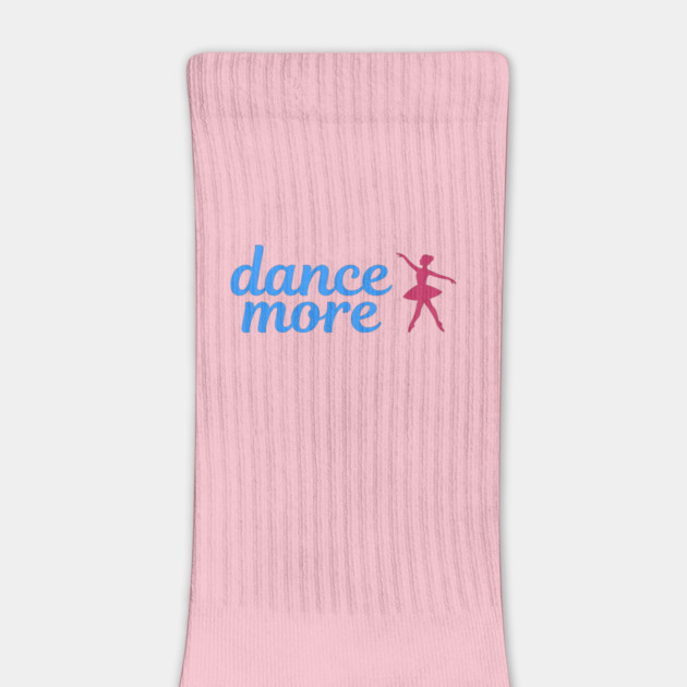 Dance More – Ballerina Silhouette Design with Blue Script Text by DonWillisJrArt