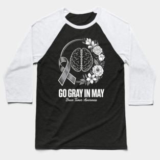 Brain Tumor Awareness Wear Gray in May Strong Warrior Cancer Baseball T-Shirt