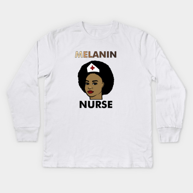 Afro Melanin Nurse, Black History African Kids Long Sleeve T-Shirt by logiamerch