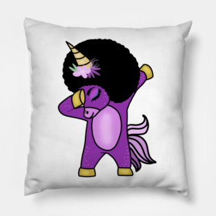 Funny Afro Unicorn Melanin dab dance Pillow
