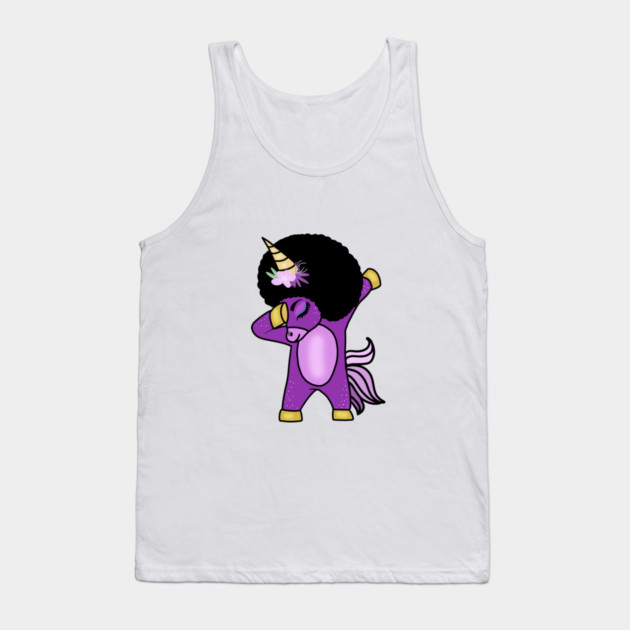 Funny Afro Unicorn Melanin dab dance Tank Top by logiamerch