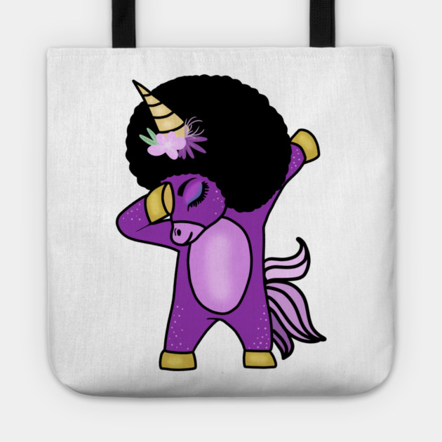 Funny Afro Unicorn Melanin dab dance Tote by logiamerch
