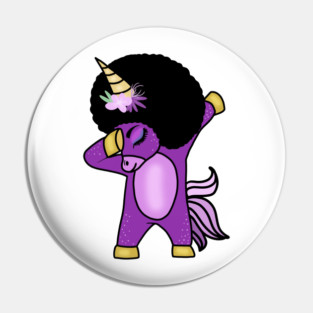 Funny Afro Unicorn Melanin dab dance Pin