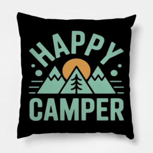Happy Camper Trees Kids Boys Girls  Men Women Camping Pillow