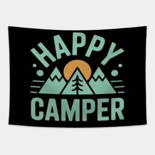 Happy Camper Trees Kids Boys Girls  Men Women Camping Tapestry