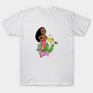 Cute Afro Mermaid Melanin Girl T-Shirt