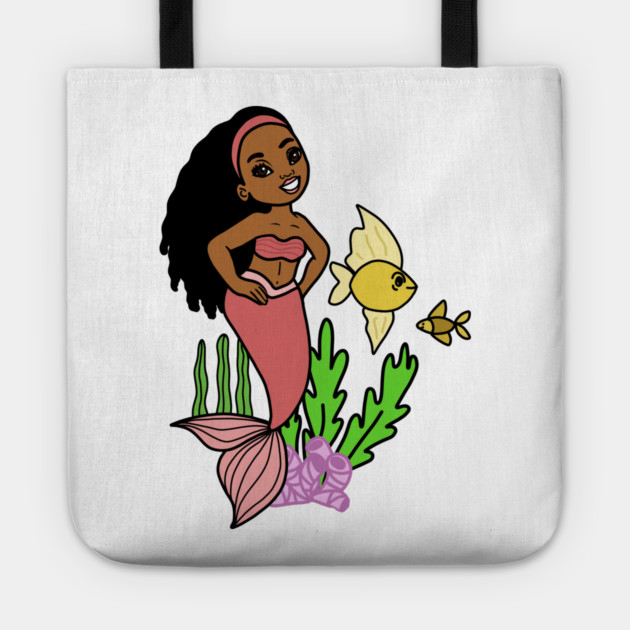 Cute Afro Mermaid Melanin Girl Tote by logiamerch