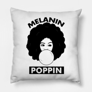 Melanin Poppin Afro Woman Black History Pillow