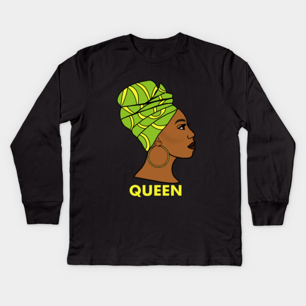 Afro African Queen Black History Melanin Kids Long Sleeve T-Shirt by logiamerch