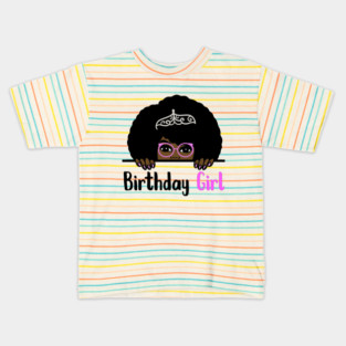 Birthday Girl Melanin Afro Kids T-Shirt