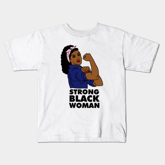 Strong Black Woman Afro African Black History Kids T-Shirt by logiamerch