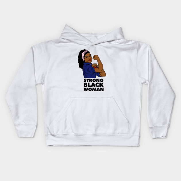 Strong Black Woman Afro African Black History Kids Hoodie by logiamerch
