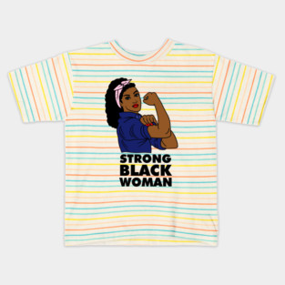 Strong Black Woman Afro African Black History Kids T-Shirt