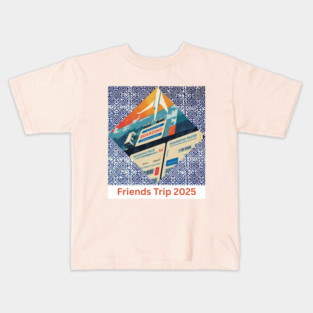 Friends Trip 2025 – Indigo Khajua Tribal Vibes Kids T-Shirt