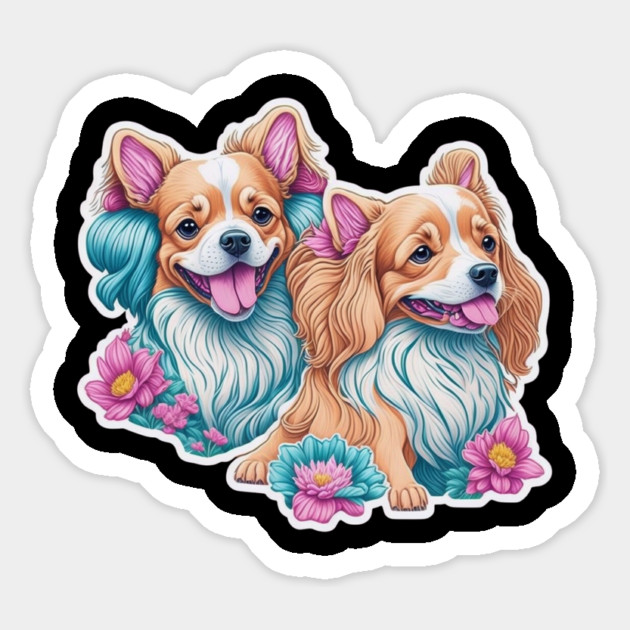 Cartoon Style Long Haired Dogs – Small and Fluffy Friends Magnet by IamActiveDog