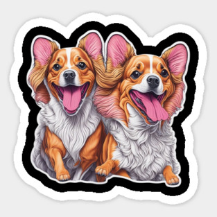 Long Haired Short Dog Twins – Whimsical Pup Sticker Sticker