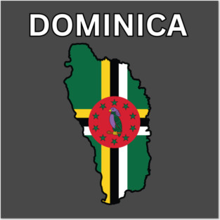 Dominica Flag Map Posters and Art