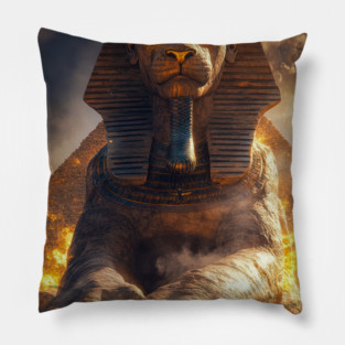 Awakened Sphinx of Fire Pillow