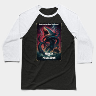 Megalodon vs Kraken - Creature Feature Baseball T-Shirt
