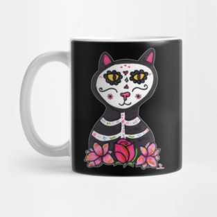 Dia de Las Muertos Cat Halloween Illustration Mug