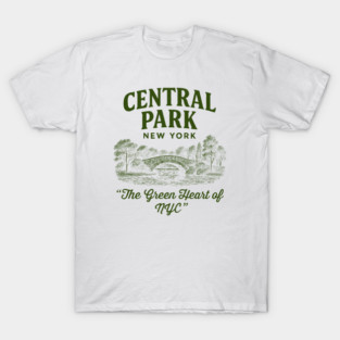 Central Park, New York With Illustration T-Shirt